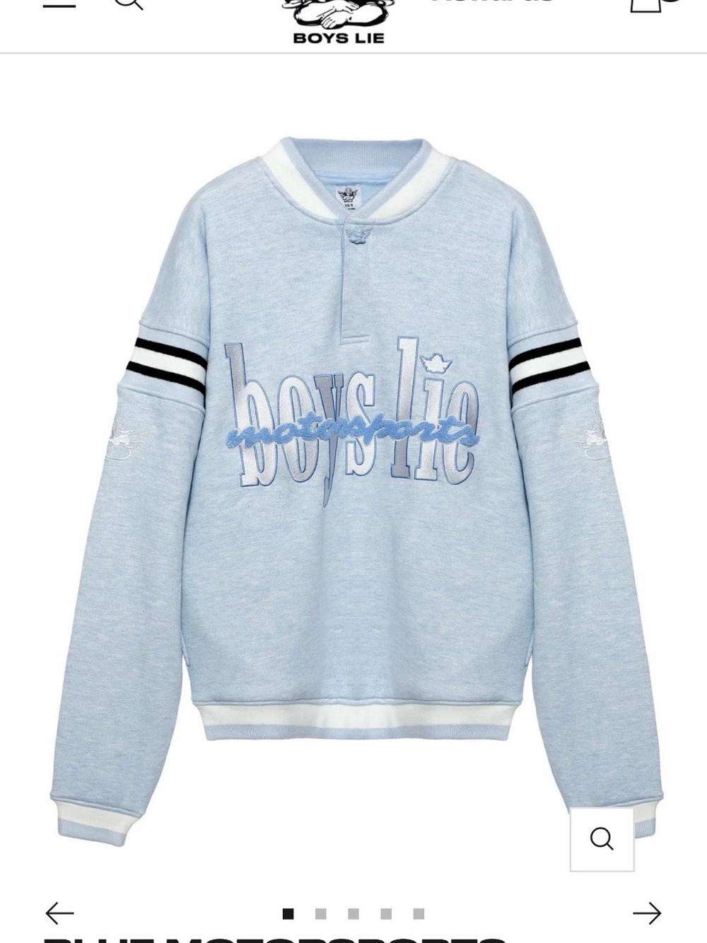 NWOT BOYS LIE BLUE MOTORSPORTS JORDAN CREWNECK